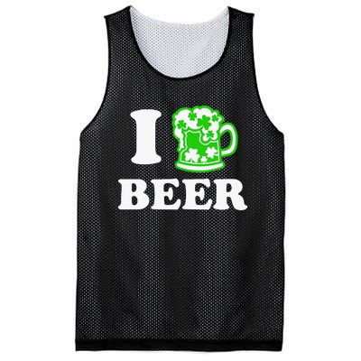 I Love Beer Lover St Patricks Day Irish Shamrock Mesh Reversible Basketball Jersey Tank