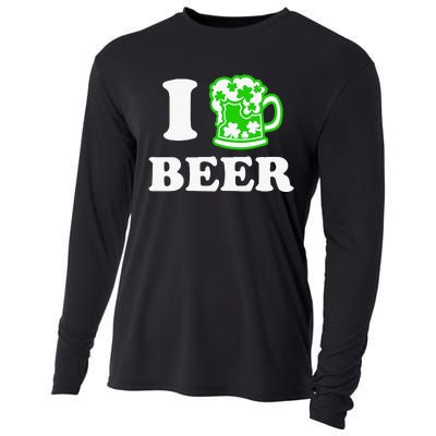 I Love Beer Lover St Patricks Day Irish Shamrock Cooling Performance Long Sleeve Crew