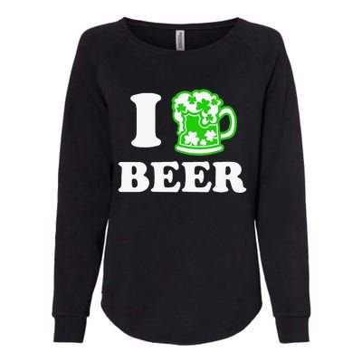 I Love Beer Lover St Patricks Day Irish Shamrock Womens California Wash Sweatshirt