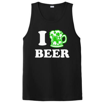 I Love Beer Lover St Patricks Day Irish Shamrock PosiCharge Competitor Tank