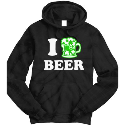 I Love Beer Lover St Patricks Day Irish Shamrock Tie Dye Hoodie