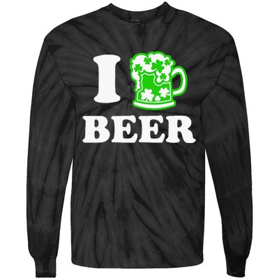 I Love Beer Lover St Patricks Day Irish Shamrock Tie-Dye Long Sleeve Shirt