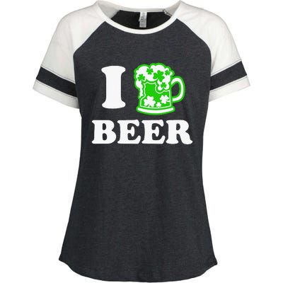 I Love Beer Lover St Patricks Day Irish Shamrock Enza Ladies Jersey Colorblock Tee