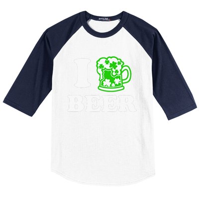 I Love Beer Lover St Patricks Day Irish Shamrock Baseball Sleeve Shirt