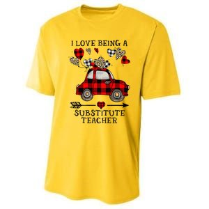 I Love Being A Substitute Teacher Valentine's Day Performance Sprint T-Shirt