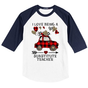 I Love Being A Substitute Teacher Valentine's Day Baseball Sleeve Shirt