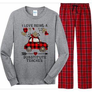 I Love Being A Substitute Teacher Valentine's Day Long Sleeve Pajama Set