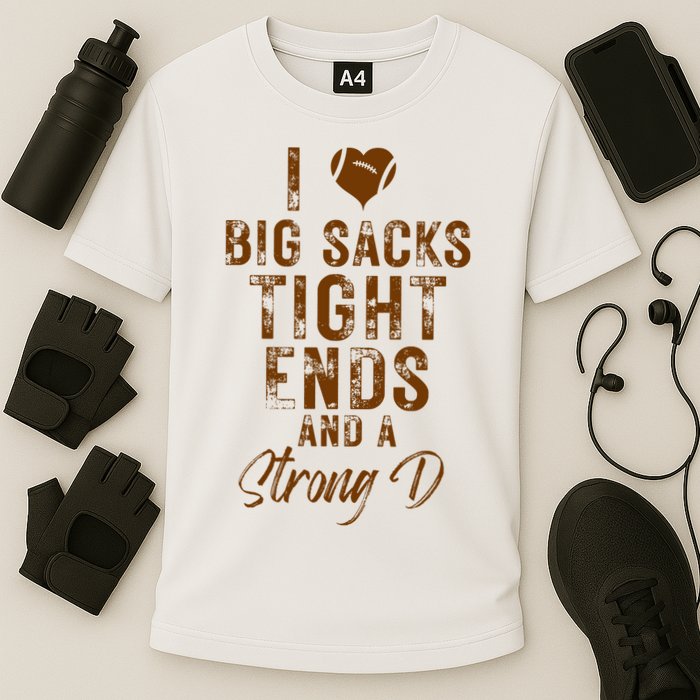 I Love Big Sacks Tight Ends A Strong D Funny Cooling Performance Crew T-Shirt