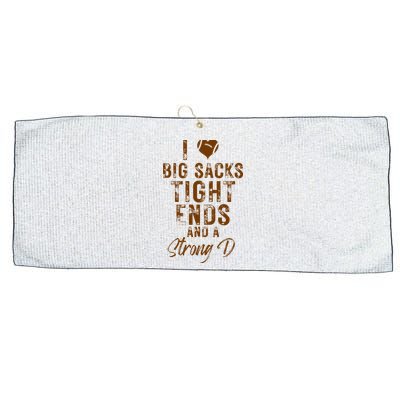 I Love Big Sacks Tight Ends A Strong D Funny Large Microfiber Waffle Golf Towel