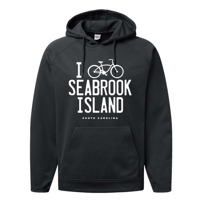 I Love Biking Graphic Seabrook Island South Carolina SC Performance Fleece Hoodie