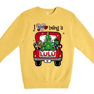 I Love Being A Lulu Tree Truck Happy Family New Christmas Cool Gift Premium Crewneck Sweatshirt