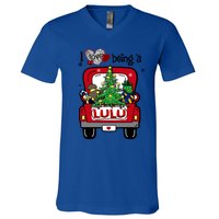 I Love Being A Lulu Tree Truck Happy Family New Christmas Cool Gift V-Neck T-Shirt