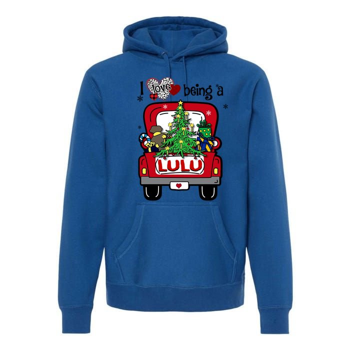 I Love Being A Lulu Tree Truck Happy Family New Christmas Cool Gift Premium Hoodie