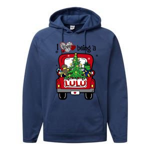 I Love Being A Lulu Tree Truck Happy Family New Christmas Cool Gift Performance Fleece Hoodie