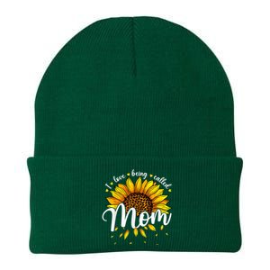 I Love being called Mom Cute Sunflower Wo Mothers Day Knit Cap Winter Beanie