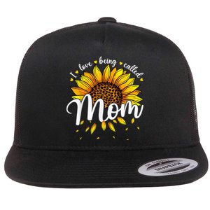 I Love being called Mom Cute Sunflower Wo Mothers Day Flat Bill Trucker Hat