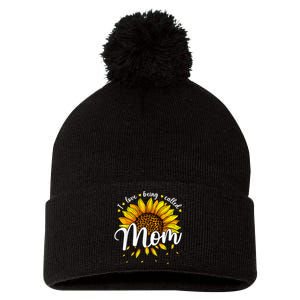 I Love being called Mom Cute Sunflower Wo Mothers Day Pom Pom 12in Knit Beanie