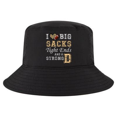 I Love Big Sacks Tight Ends And Strong D Heart Football Cool Comfort Performance Bucket Hat