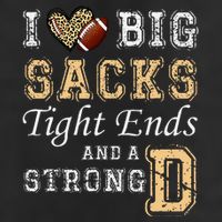 I Love Big Sacks Tight Ends And Strong D Heart Football 7 Panel Mesh Trucker Snapback Hat