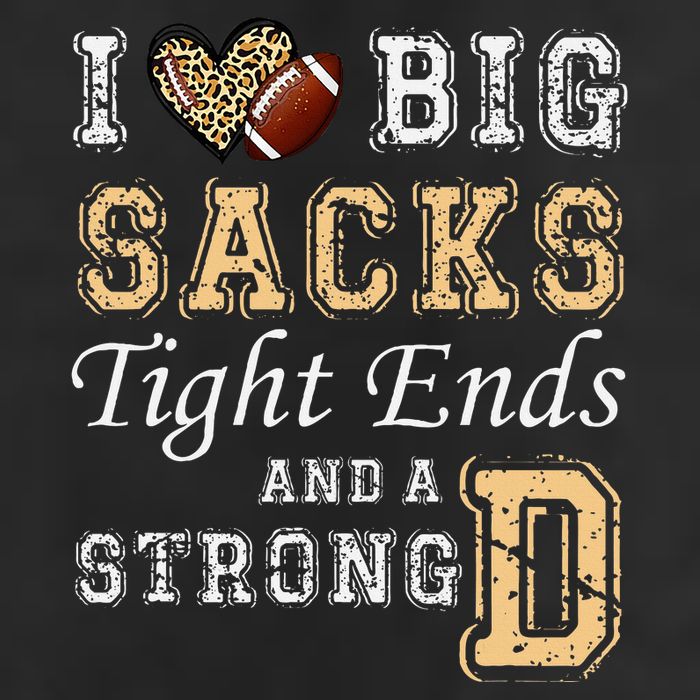 I Love Big Sacks Tight Ends And Strong D Heart Football 7 Panel Mesh Trucker Snapback Hat