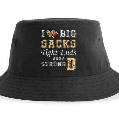 I Love Big Sacks Tight Ends And Strong D Heart Football Sustainable Bucket Hat