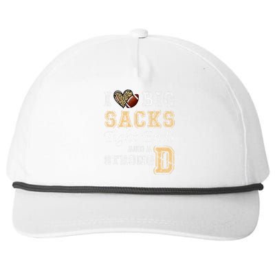 I Love Big Sacks Tight Ends And Strong D Heart Football Snapback Five-Panel Rope Hat