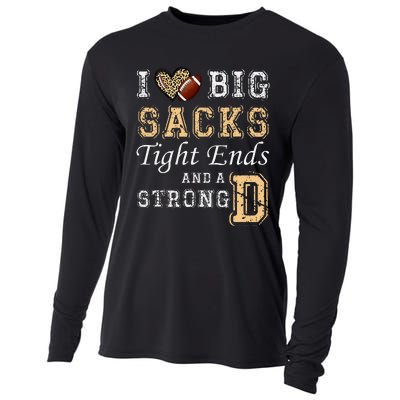 I Love Big Sacks Tight Ends And Strong D Heart Football Cooling Performance Long Sleeve Crew