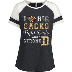 I Love Big Sacks Tight Ends And Strong D Heart Football Enza Ladies Jersey Colorblock Tee