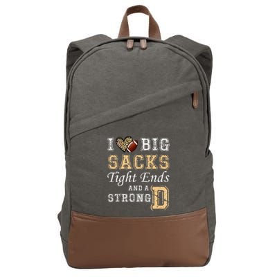 I Love Big Sacks Tight Ends And Strong D Heart Football Cotton Canvas Backpack