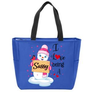 I Love Being A Sassy Snow Happy Family New Christmas Cool Gift Zip Tote Bag