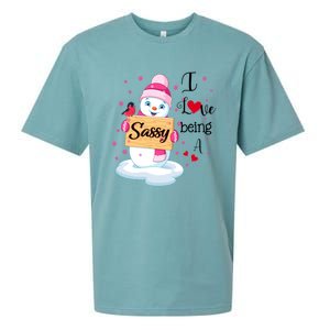 I Love Being A Sassy Snow Happy Family New Christmas Cool Gift Sueded Cloud Jersey T-Shirt