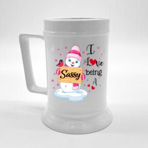 I Love Being A Sassy Snow Happy Family New Christmas Cool Gift Beer Stein