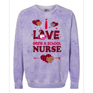 I Love Being A School Nurses Teacher Valentines Day Gnome Gift Colorblast Crewneck Sweatshirt