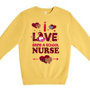 I Love Being A School Nurses Teacher Valentines Day Gnome Gift Premium Crewneck Sweatshirt