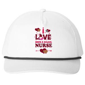 I Love Being A School Nurses Teacher Valentines Day Gnome Gift Snapback Five-Panel Rope Hat