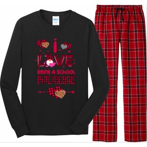 I Love Being A School Nurses Teacher Valentines Day Gnome Gift Long Sleeve Pajama Set