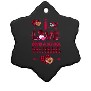 I Love Being A School Nurses Teacher Valentines Day Gnome Gift Ceramic Star Ornament