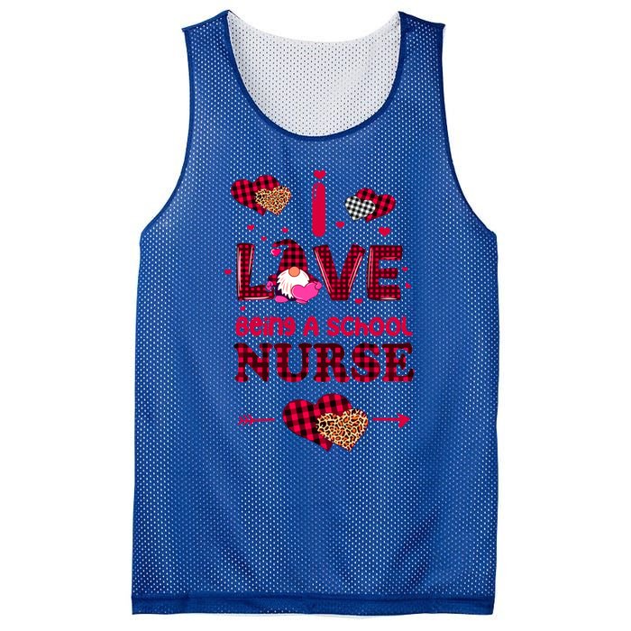 I Love Being A School Nurses Teacher Valentines Day Gnome Gift Mesh Reversible Basketball Jersey Tank