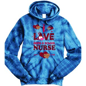 I Love Being A School Nurses Teacher Valentines Day Gnome Gift Tie Dye Hoodie