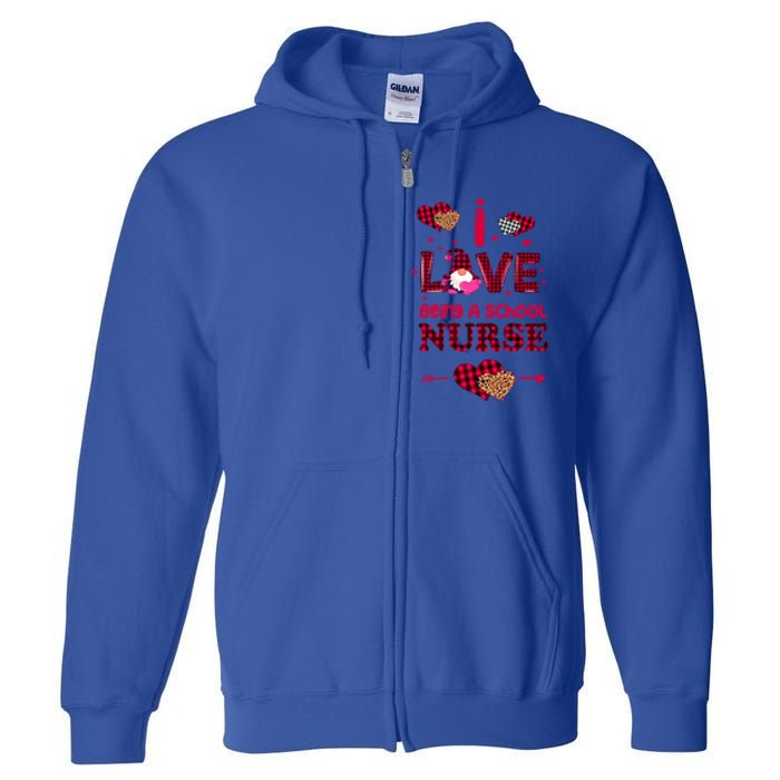 I Love Being A School Nurses Teacher Valentines Day Gnome Gift Full Zip Hoodie