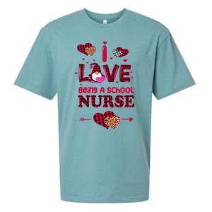 I Love Being A School Nurses Teacher Valentines Day Gnome Gift Sueded Cloud Jersey T-Shirt