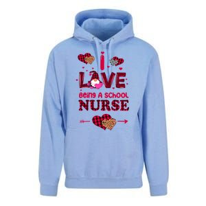 I Love Being A School Nurses Teacher Valentines Day Gnome Gift Unisex Surf Hoodie