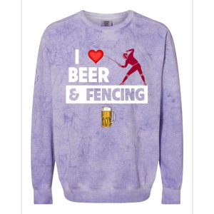 I Love Beer And Fencing Lunge Parry Sword Fighting Ing Gift Colorblast Crewneck Sweatshirt