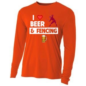 I Love Beer And Fencing Lunge Parry Sword Fighting Ing Gift Cooling Performance Long Sleeve Crew