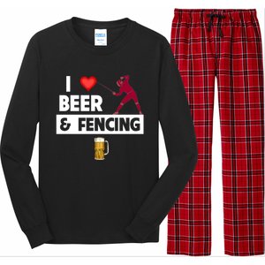 I Love Beer And Fencing Lunge Parry Sword Fighting Ing Gift Long Sleeve Pajama Set