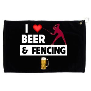 I Love Beer And Fencing Lunge Parry Sword Fighting Ing Gift Grommeted Golf Towel