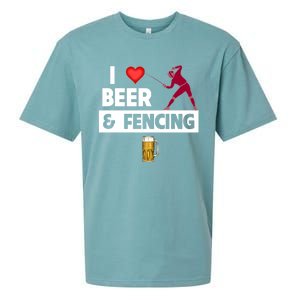 I Love Beer And Fencing Lunge Parry Sword Fighting Ing Gift Sueded Cloud Jersey T-Shirt