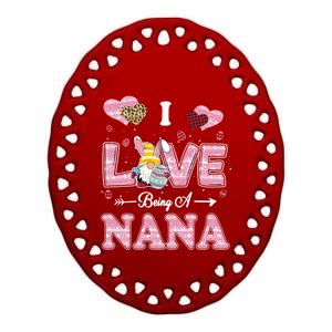 I Love Being Nana Easter Gnome Family Matching Funny Gift Ceramic Oval Ornament