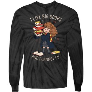 I Like Big Books And I Cannot Lie Reading Book Bookworm Tie-Dye Long Sleeve Shirt