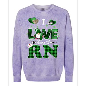 I Love Being Rn St Patricks Day Gnome Nurse Cute Gift Colorblast Crewneck Sweatshirt